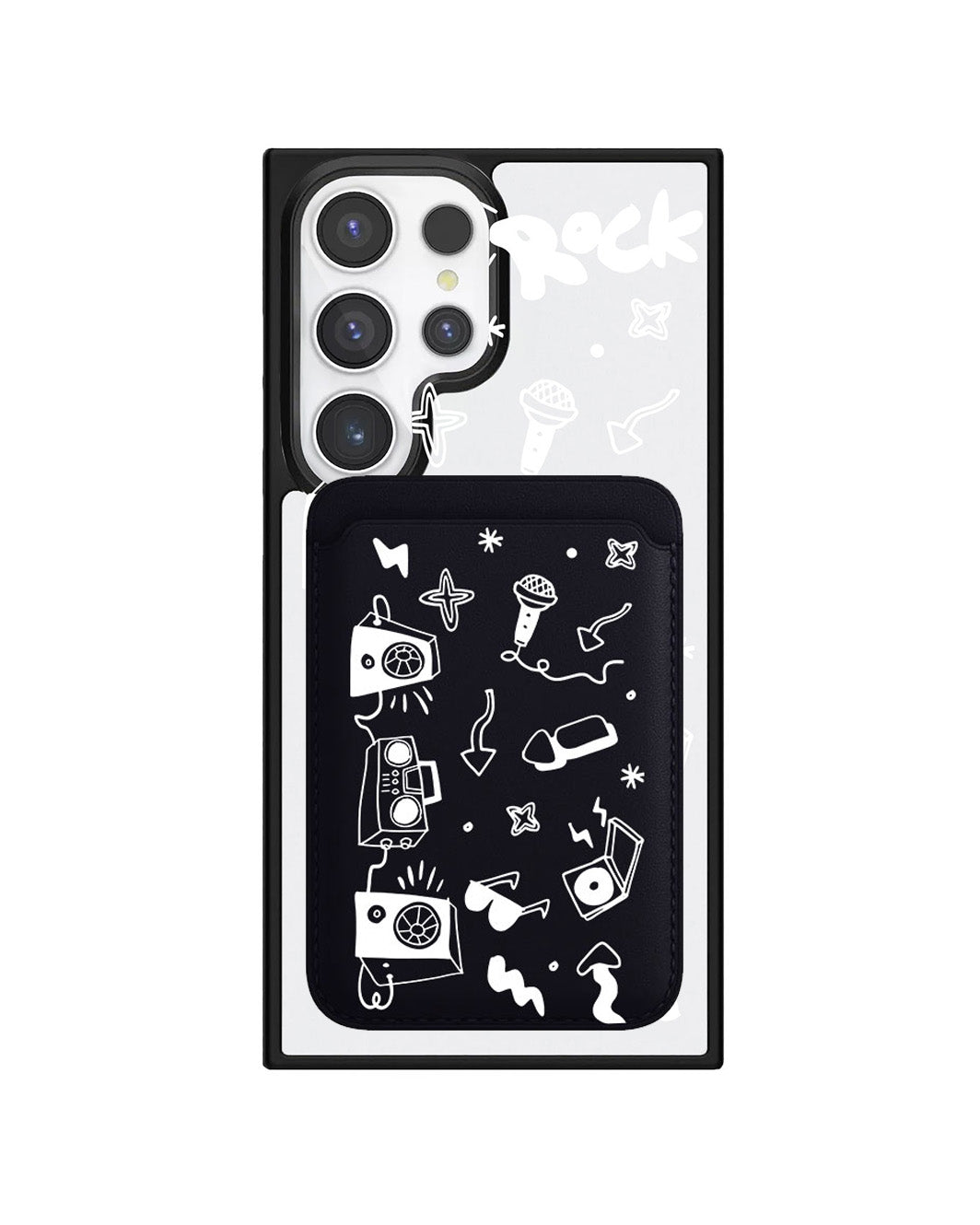 Android Magnetic Wallet Case - Rock N Roll White