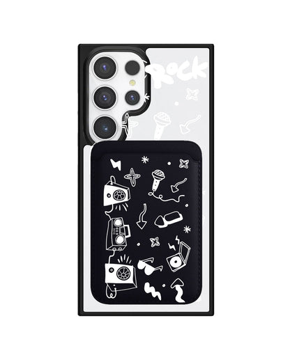 Android Magnetic Wallet Case - Rock N Roll White