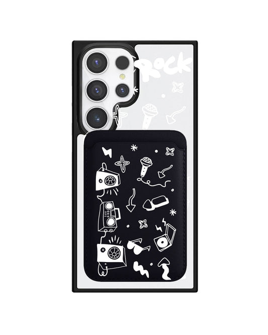 Android Magnetic Wallet Case - Rock N Roll White