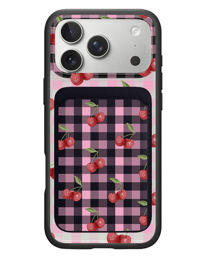 iPhone Magnetic Wallet Case - Cherry Tartan