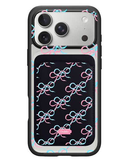iPhone Magnetic Wallet Case - Coquette Pink & Blue Bow
