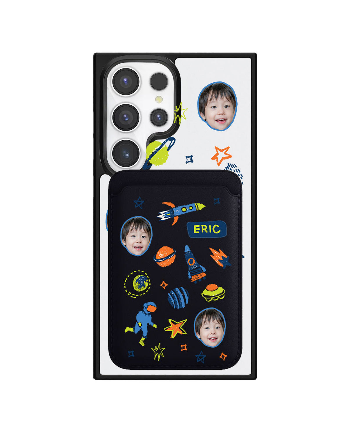Android Magnetic Wallet Case - Face Grid Galaxy