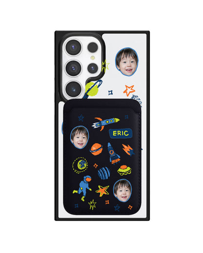 Android Magnetic Wallet Case - Face Grid Galaxy