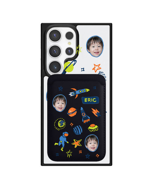 Android Magnetic Wallet Case - Face Grid Galaxy