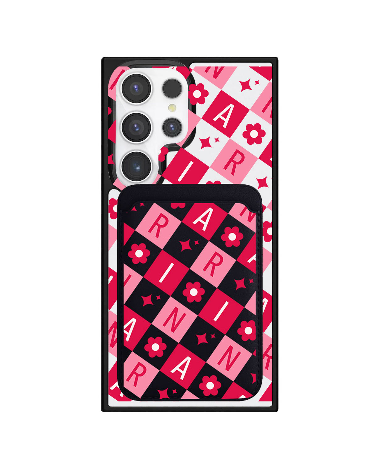 Android Magnetic Wallet Case - Flower Grid Monogram 1.0