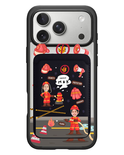 iPhone Magnetic Wallet Case - Face Grid Dream Firefighter