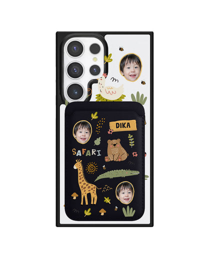 Android Magnetic Wallet Case - Face Grid Safari