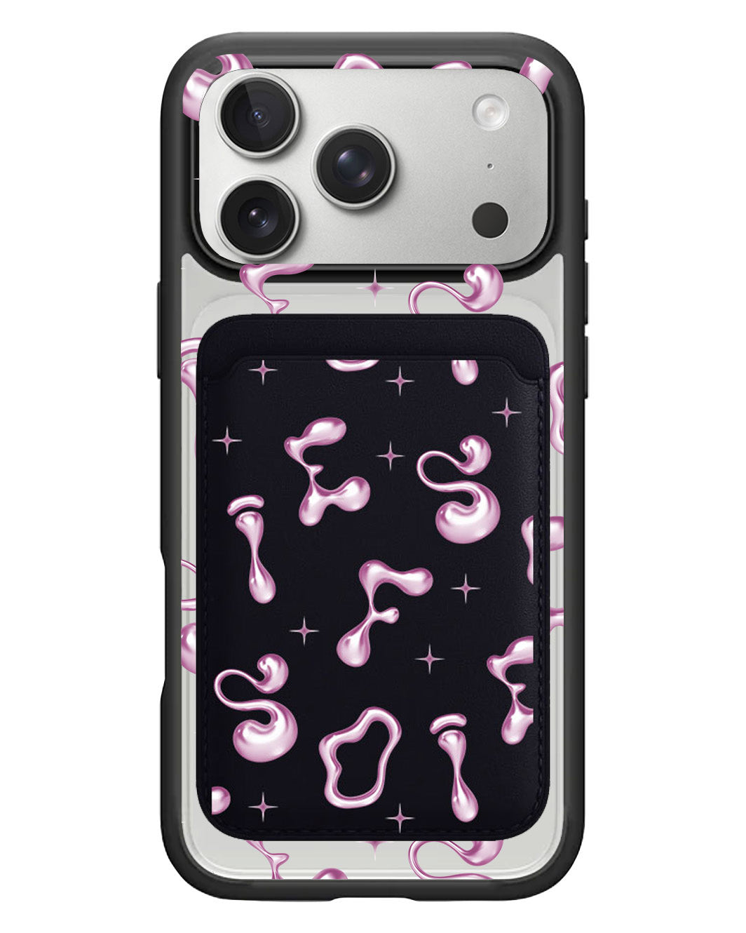 iPhone Magnetic Wallet Case - Pink Chrome Monogram