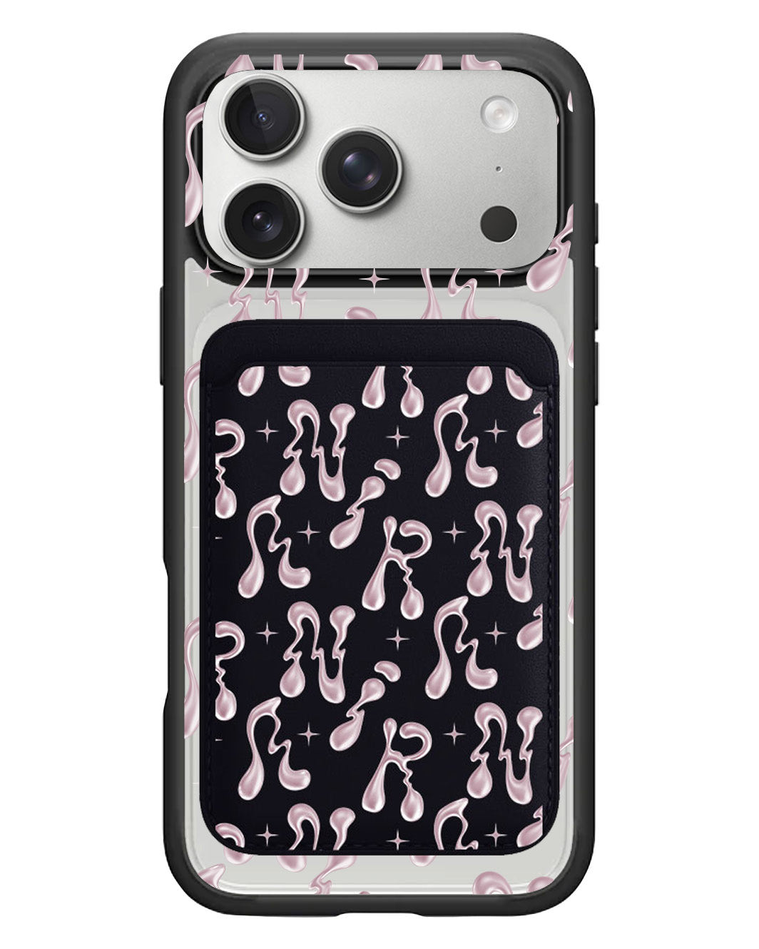 iPhone Magnetic Wallet Case - Pink Chrome Monogram 2.0