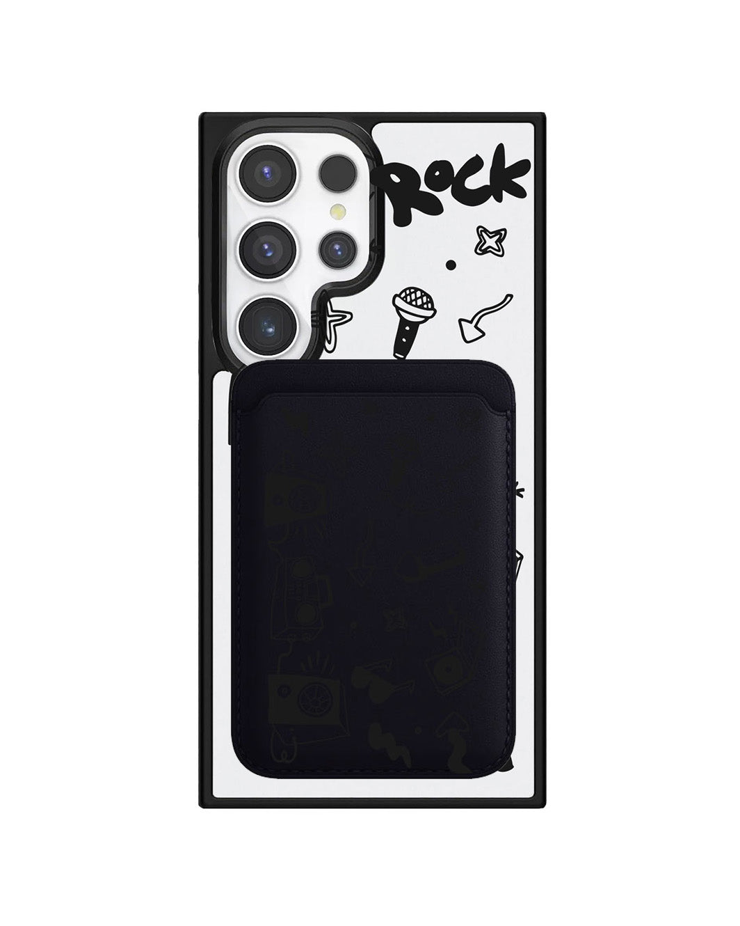 Android Magnetic Wallet Case - Rock N Roll Black