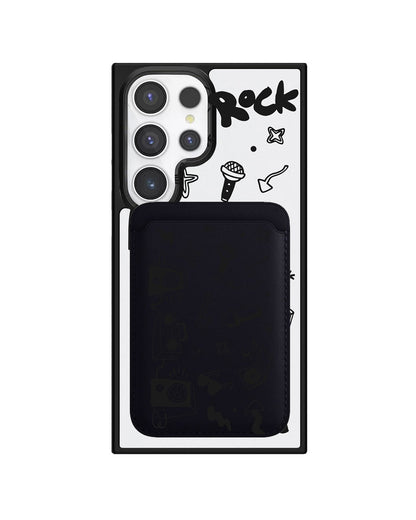 Android Magnetic Wallet Case - Rock N Roll Black