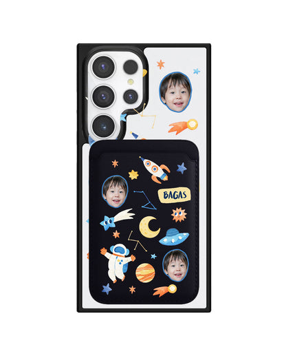 Android Magnetic Wallet Case - Face Grid Astronout