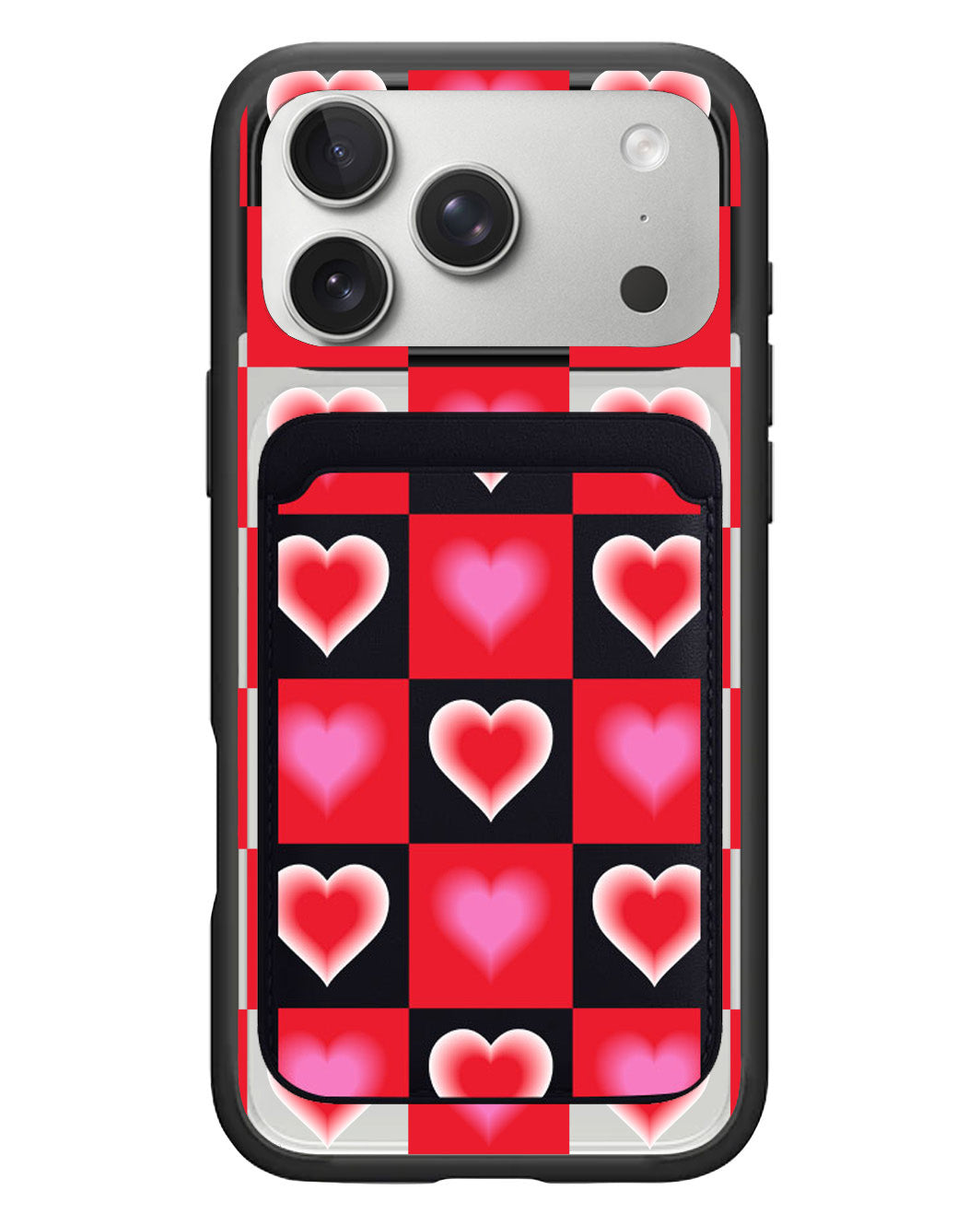 iPhone Magnetic Wallet Case - Love Checkered