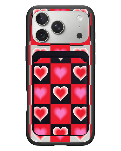 iPhone Magnetic Wallet Case - Love Checkered