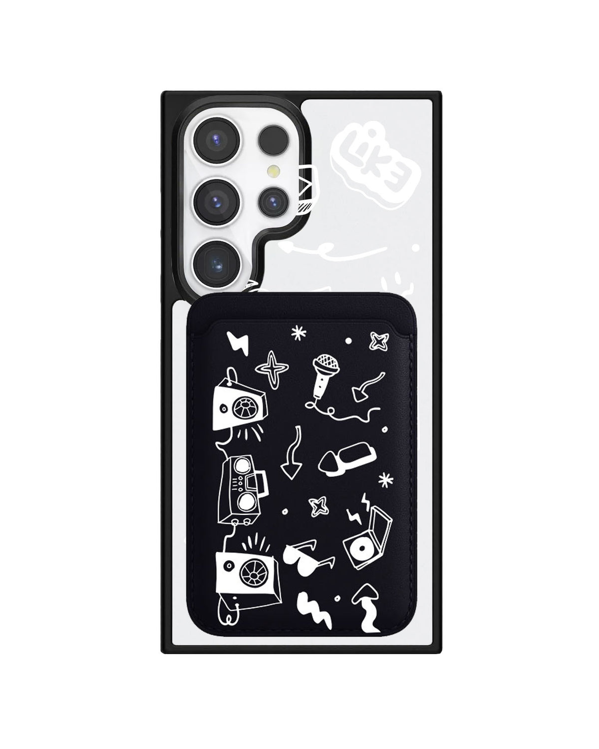 Android Magnetic Wallet Case - Social White