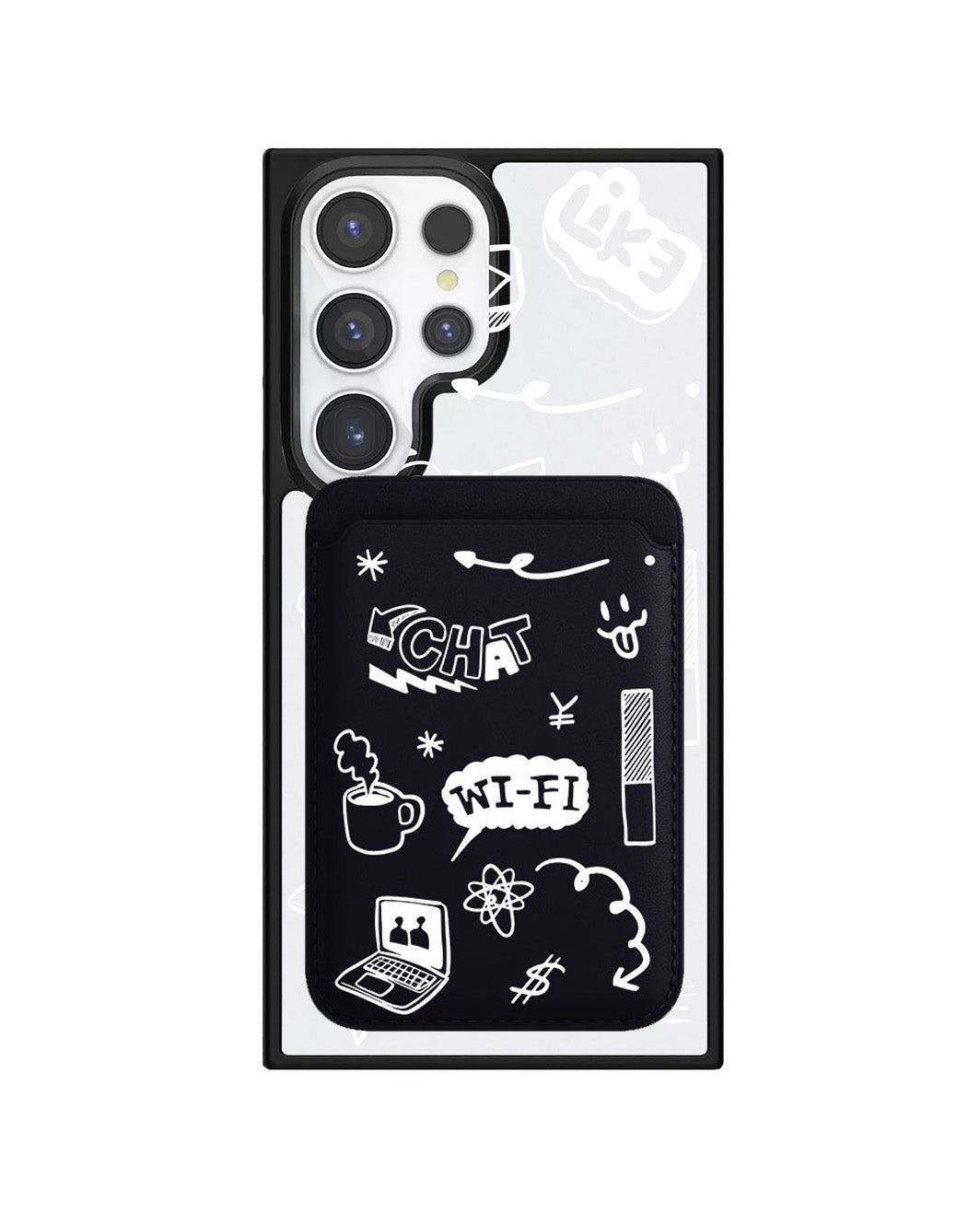 Android Magnetic Wallet Case - Social White