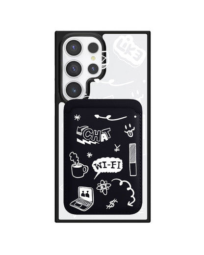 Android Magnetic Wallet Case - Social White