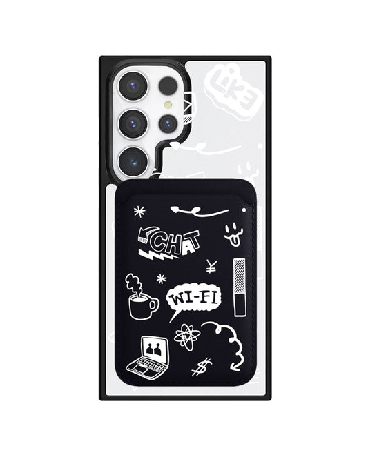 Android Magnetic Wallet Case - Social White