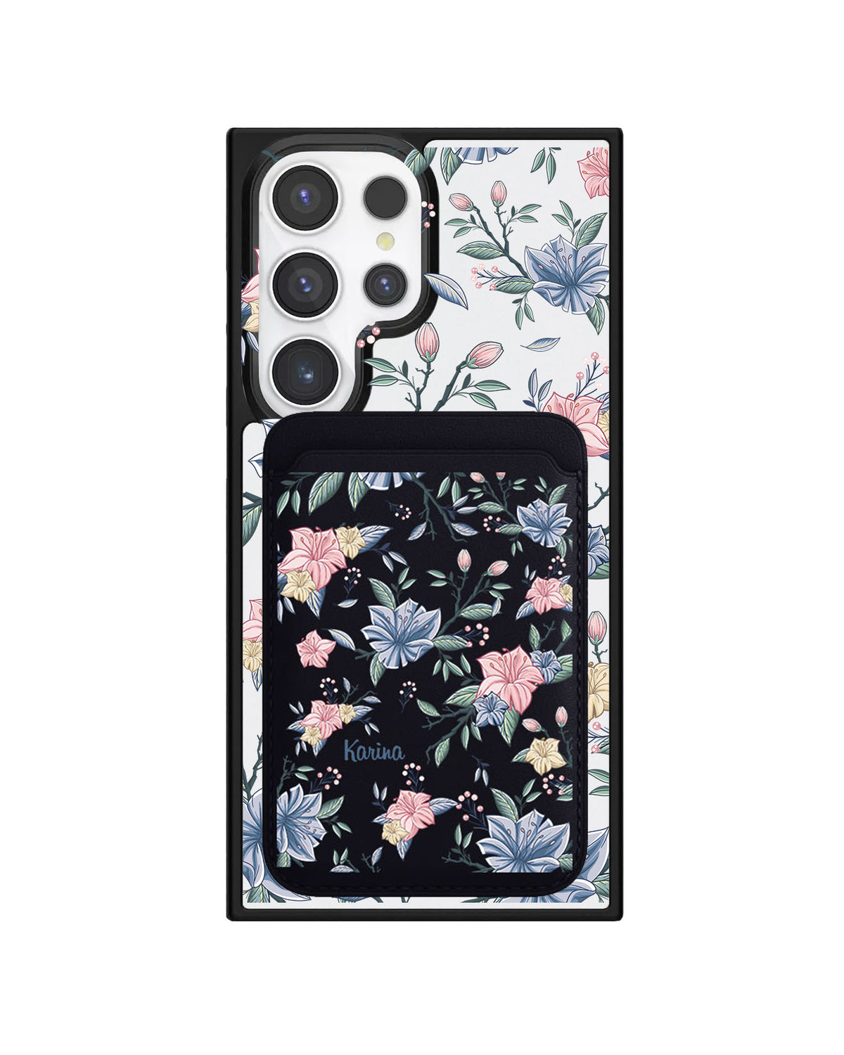 Android Magnetic Wallet Case - Pink & Blue Floral