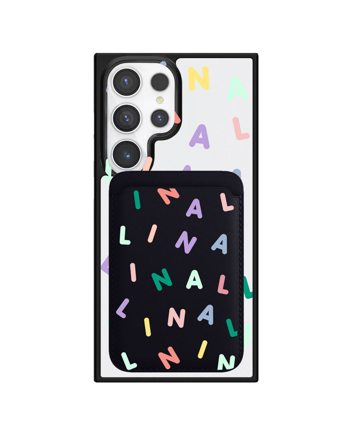 Android Magnetic Wallet Case - Monogram 2.0 Rainbow