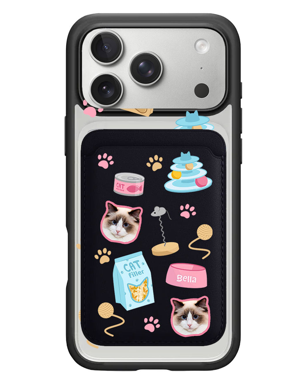 iPhone Magnetic Wallet Case - Pet Grid Kitty Playtime