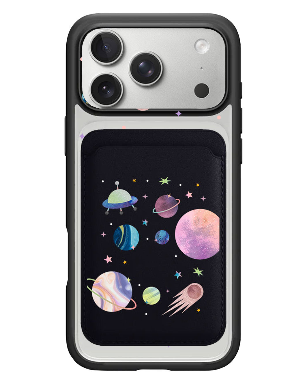 iPhone Magnetic Wallet Case - Pink Planet