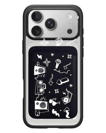 iPhone Magnetic Wallet Case - Rock n Roll White