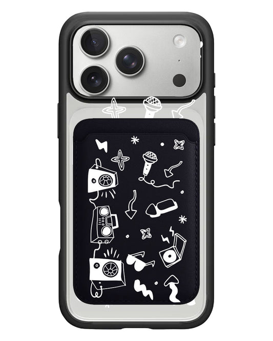 iPhone Magnetic Wallet Case - Rock n Roll White