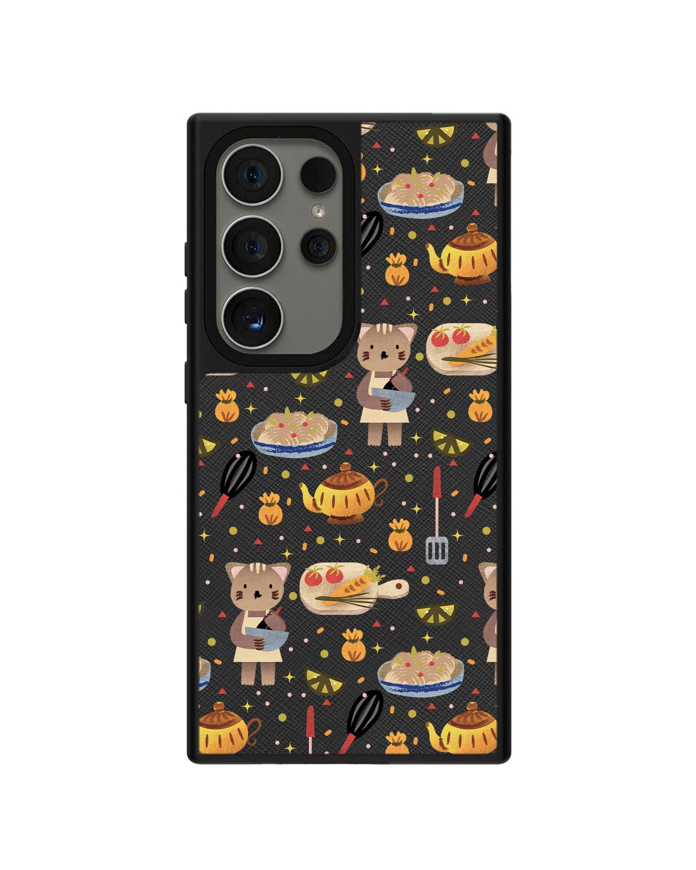 Android Leather Grip Case - Cooking Cat