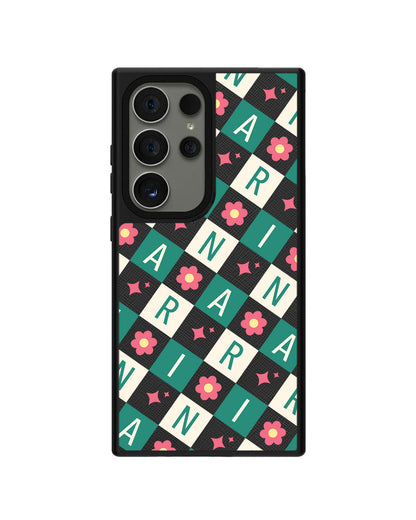 Android Leather Grip - CUSTOM MONOGRAM 3.0 Flower Grid 4.0