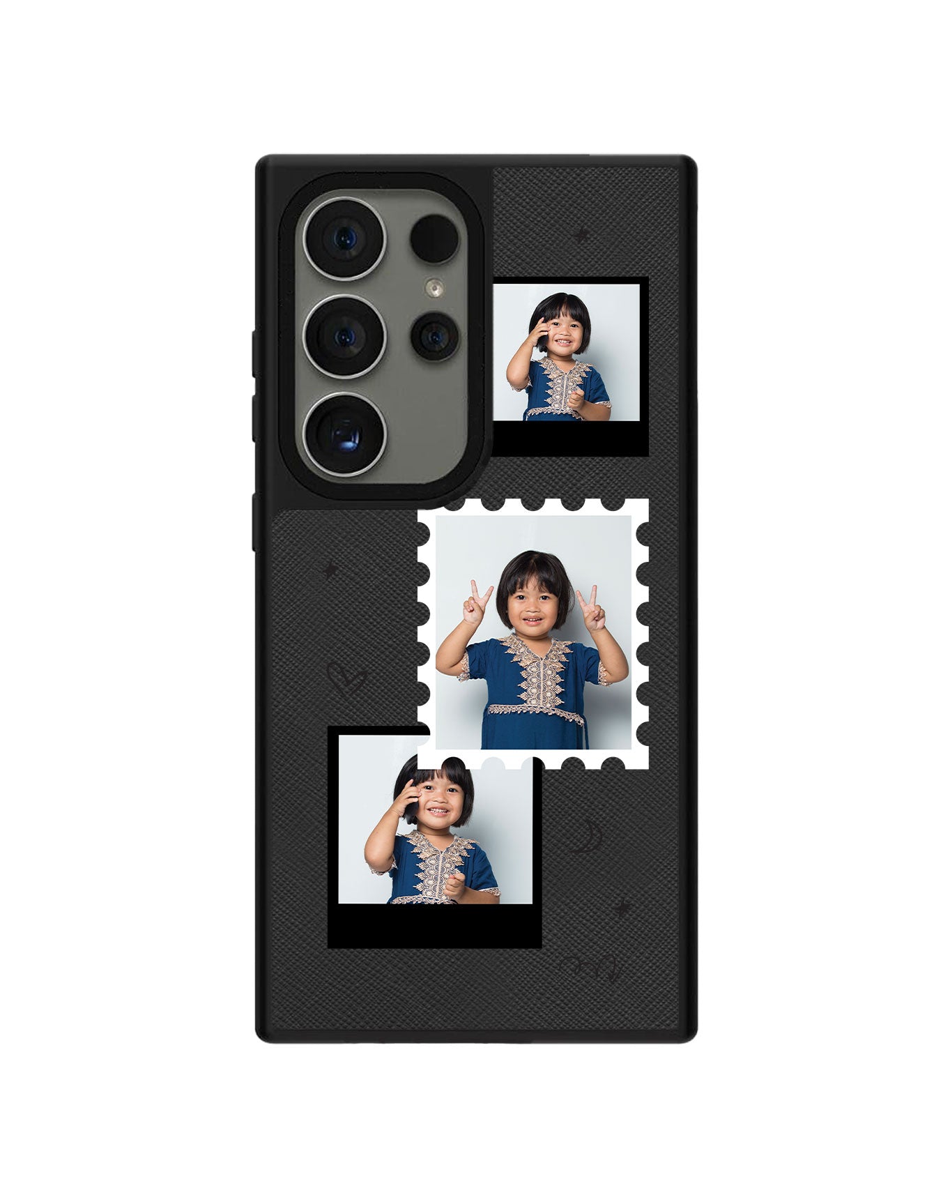 Android Leather Grip Case - Face Grid Black Polaroid