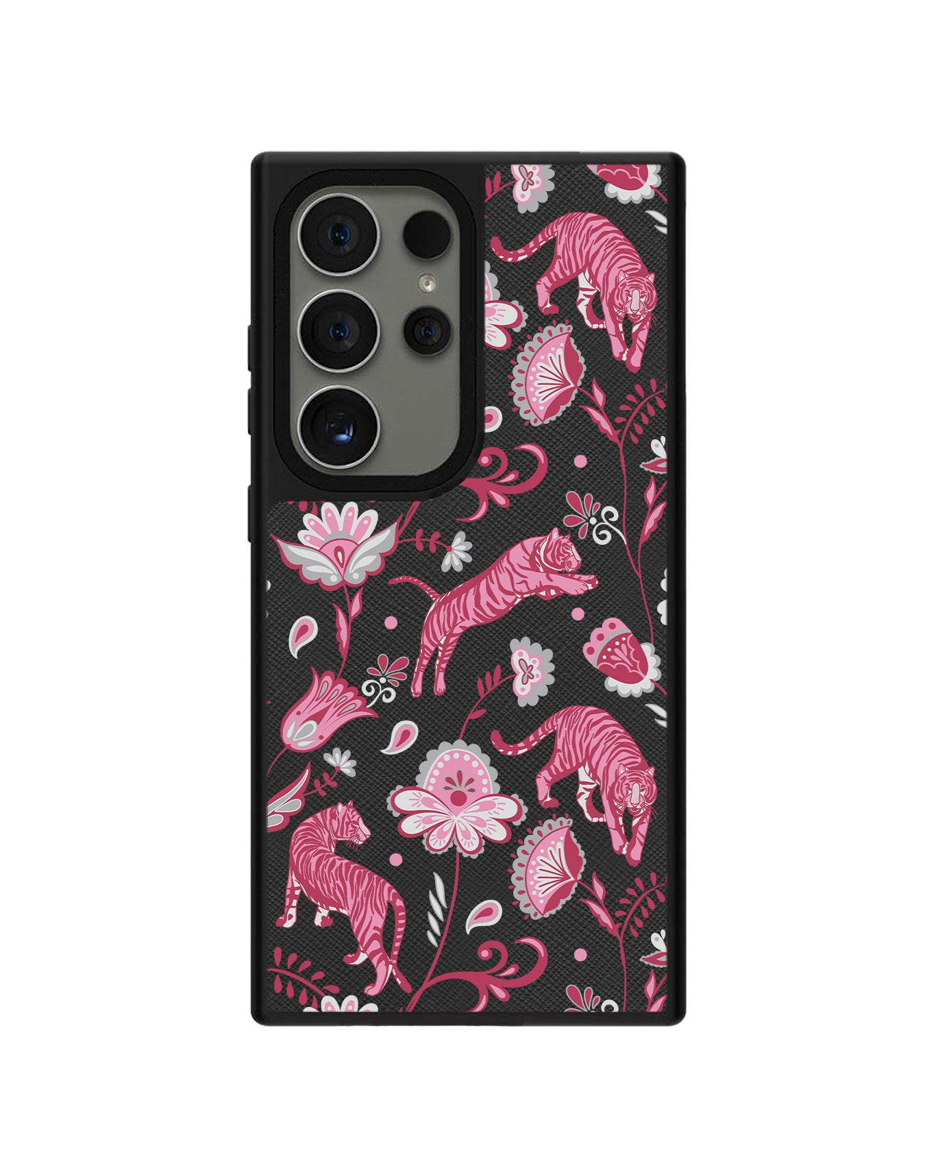 Android Leather Grip Case - Tiger & Floral 7.0