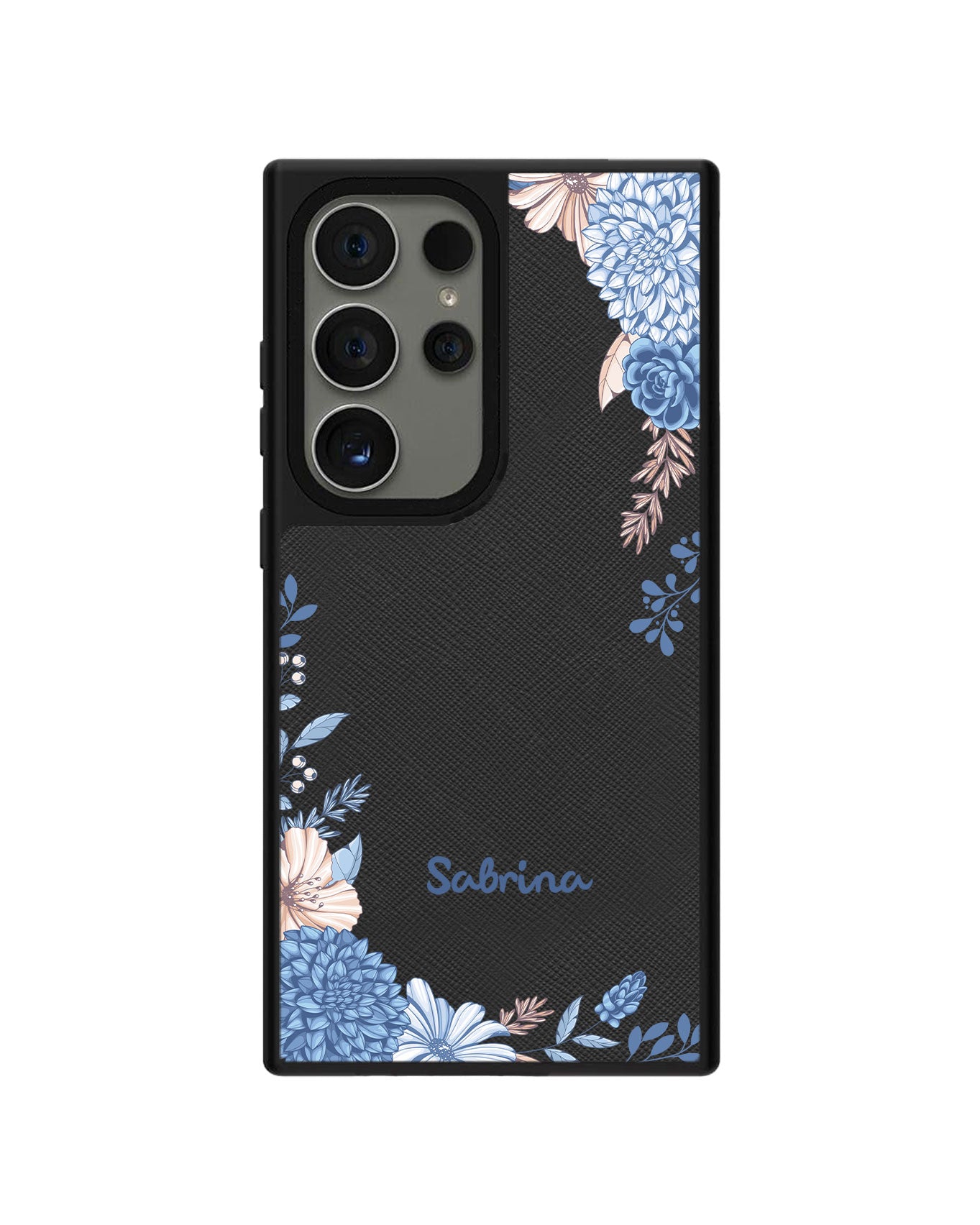 Android Leather Grip Case - Blue Florals