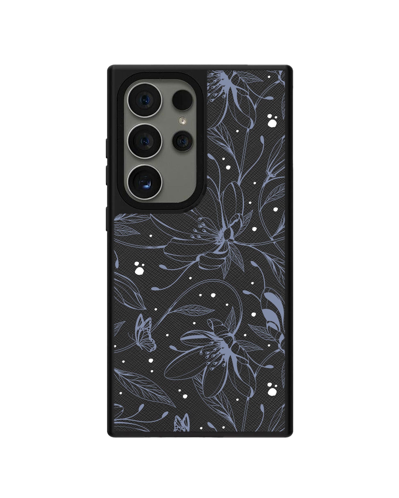 Android Leather Grip Case - Sketchy Flower & Butterfly 2.0