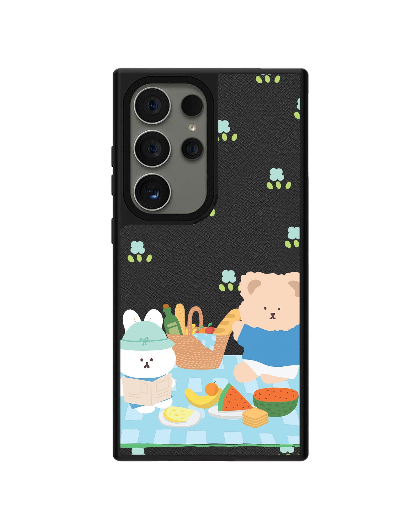 Android Leather Grip Case - Picnic Bear Blue