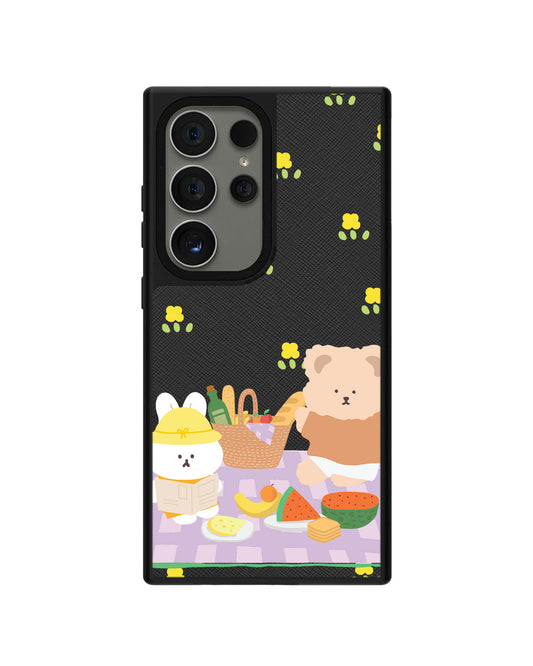 Android Leather Grip Case - Picnic Bear Lilac