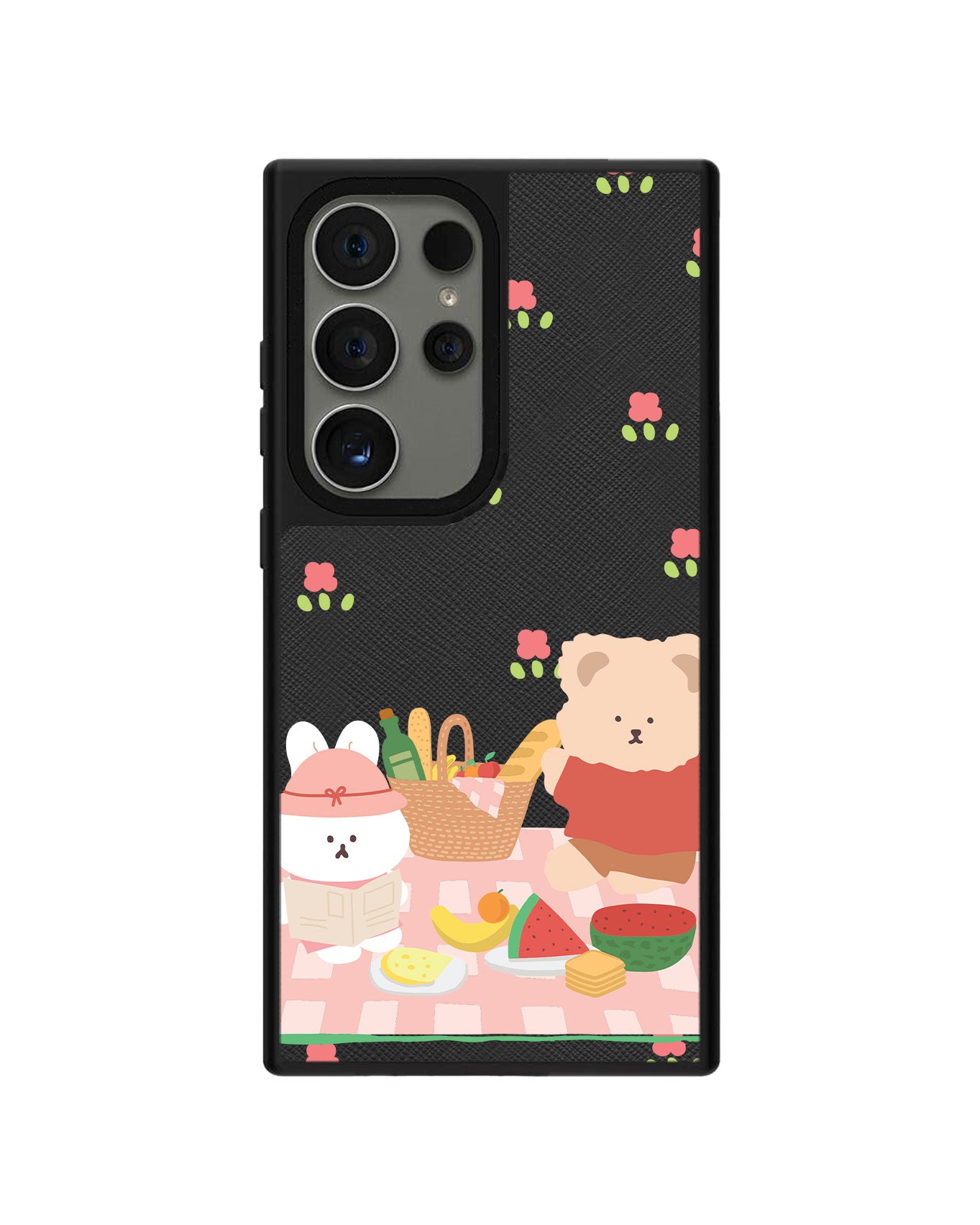 Android Leather Grip Case - Picnic Bear Pink