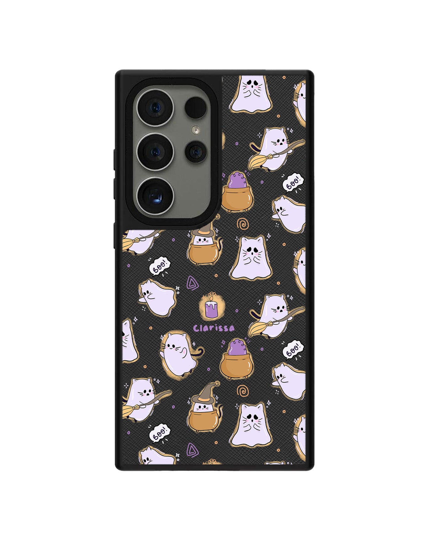 Android Leather Grip Case - Spooky Cat