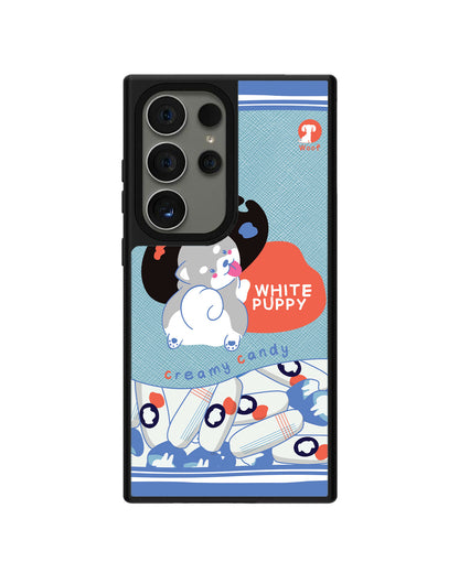 Android Leather Grip - White Puppy