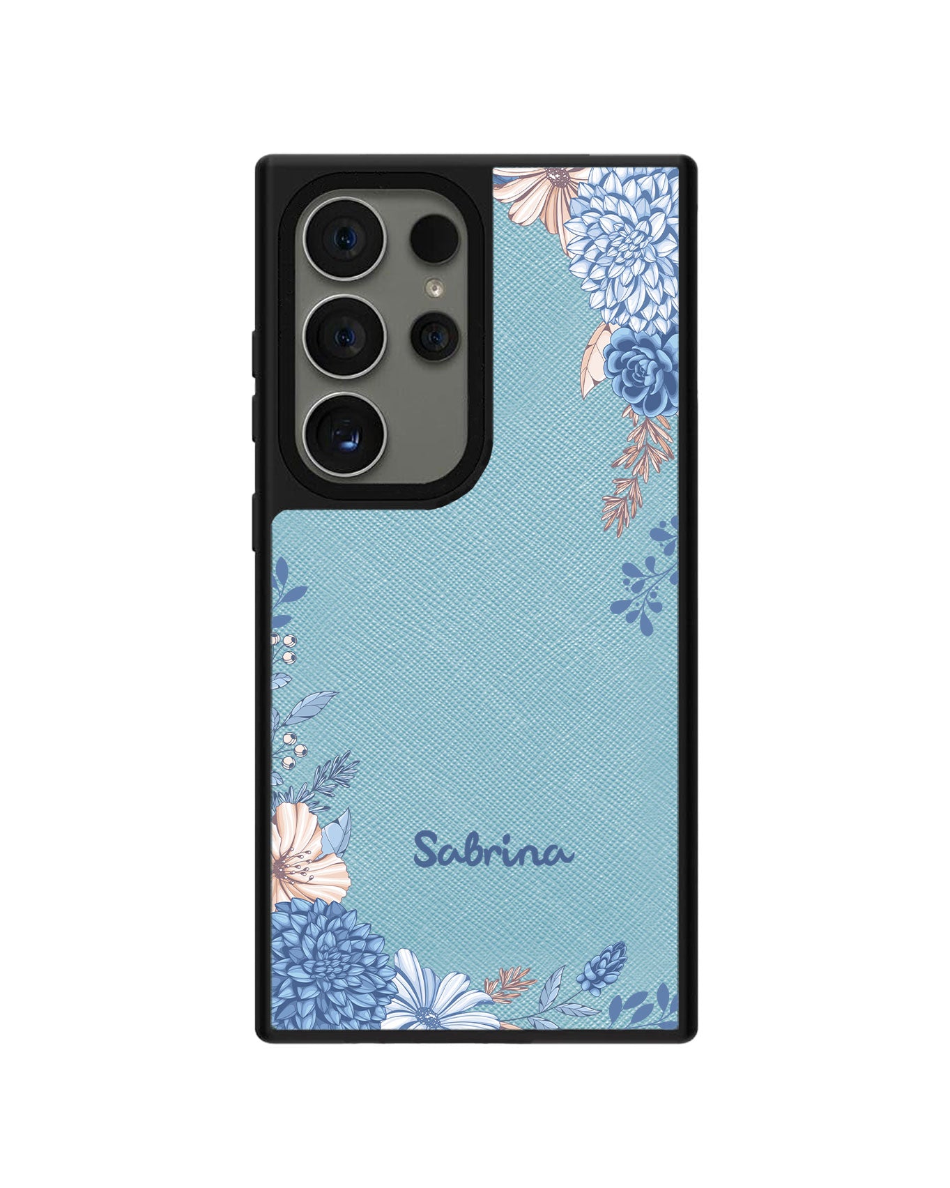 Android Leather Grip Case - Blue Florals