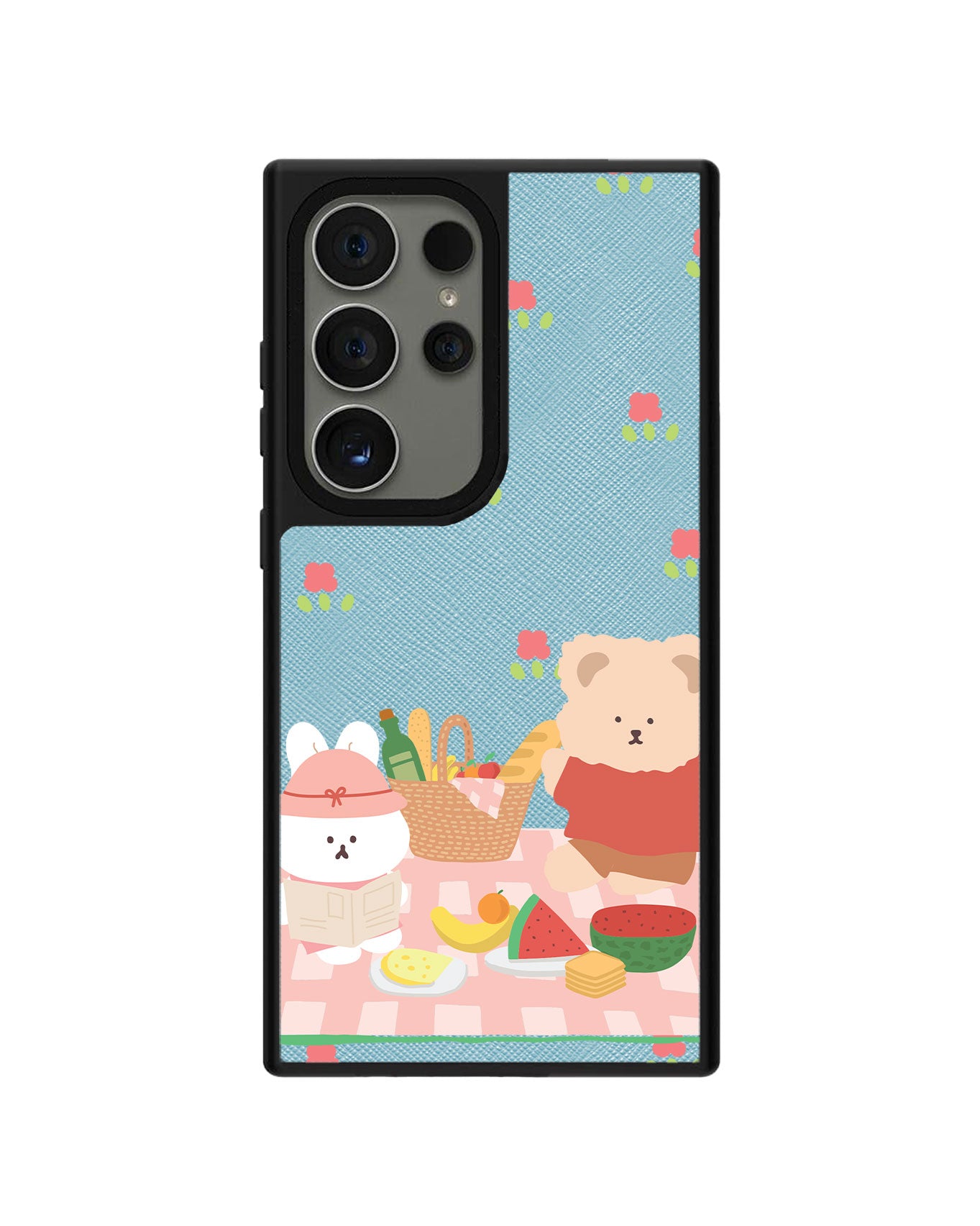 Android Leather Grip Case - Picnic Bear Pink