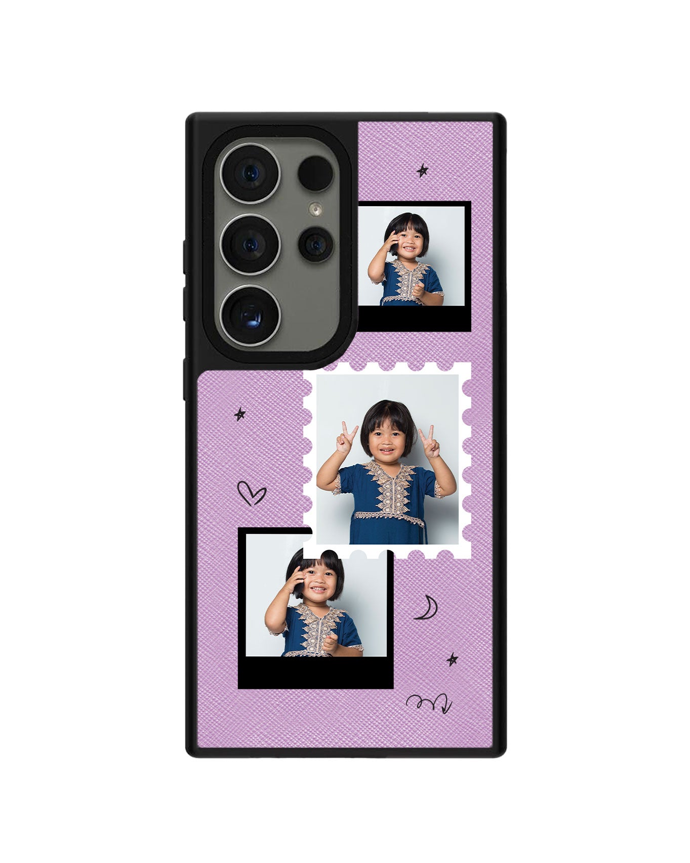 Android Leather Grip Case - Face Grid Black Polaroid