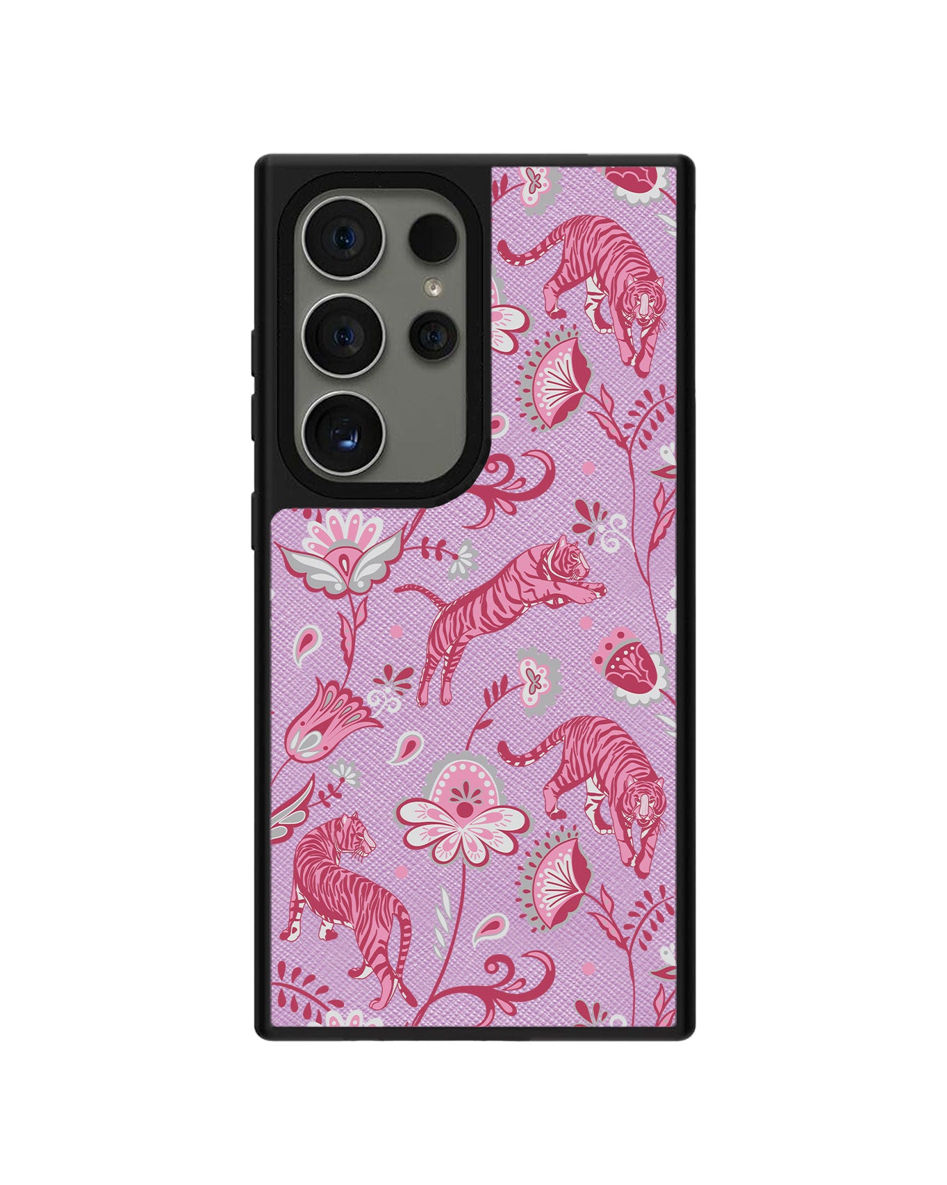 Android Leather Grip Case - Tiger & Floral 7.0