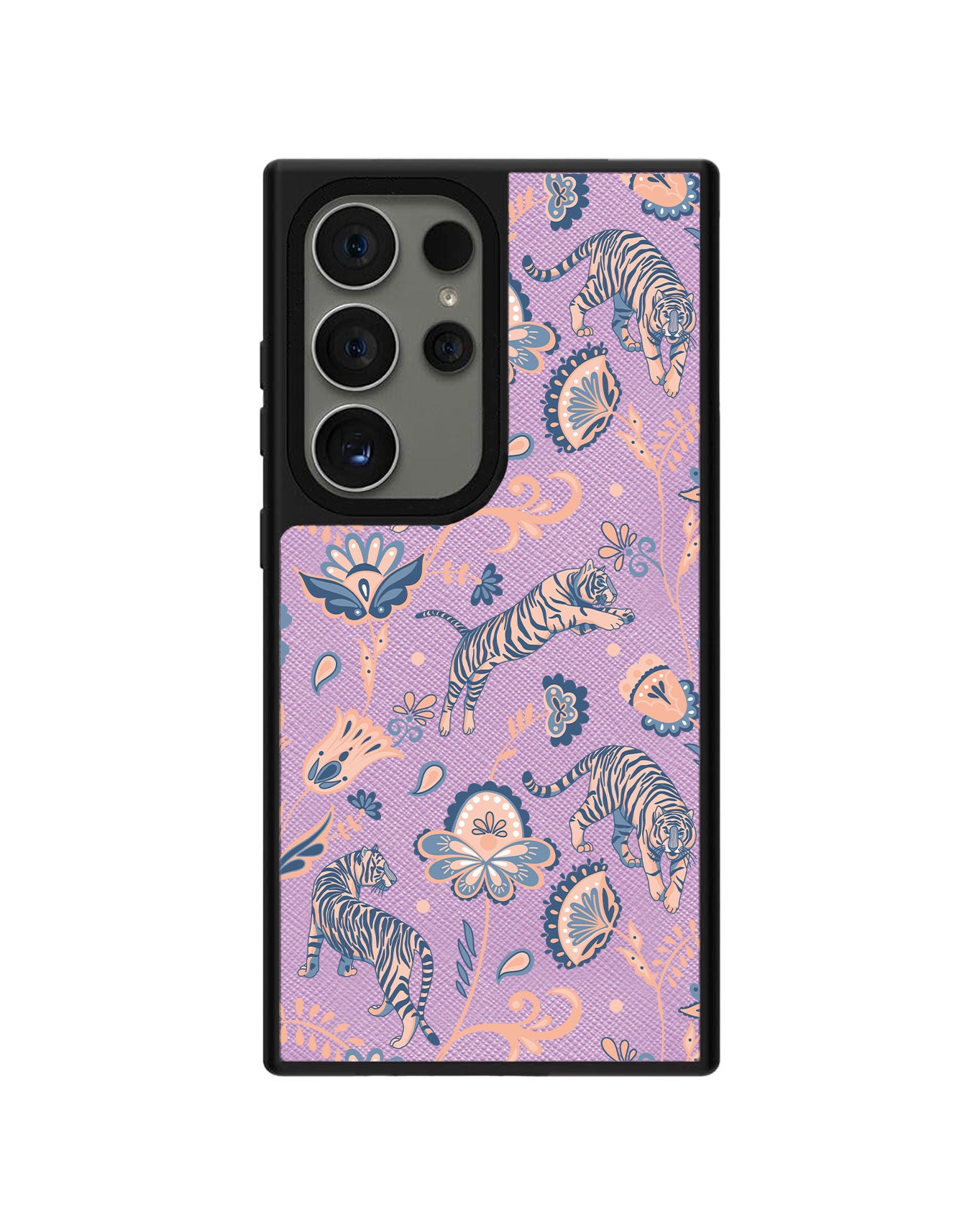 Android Leather Grip Case - Tiger & Floral 5.0