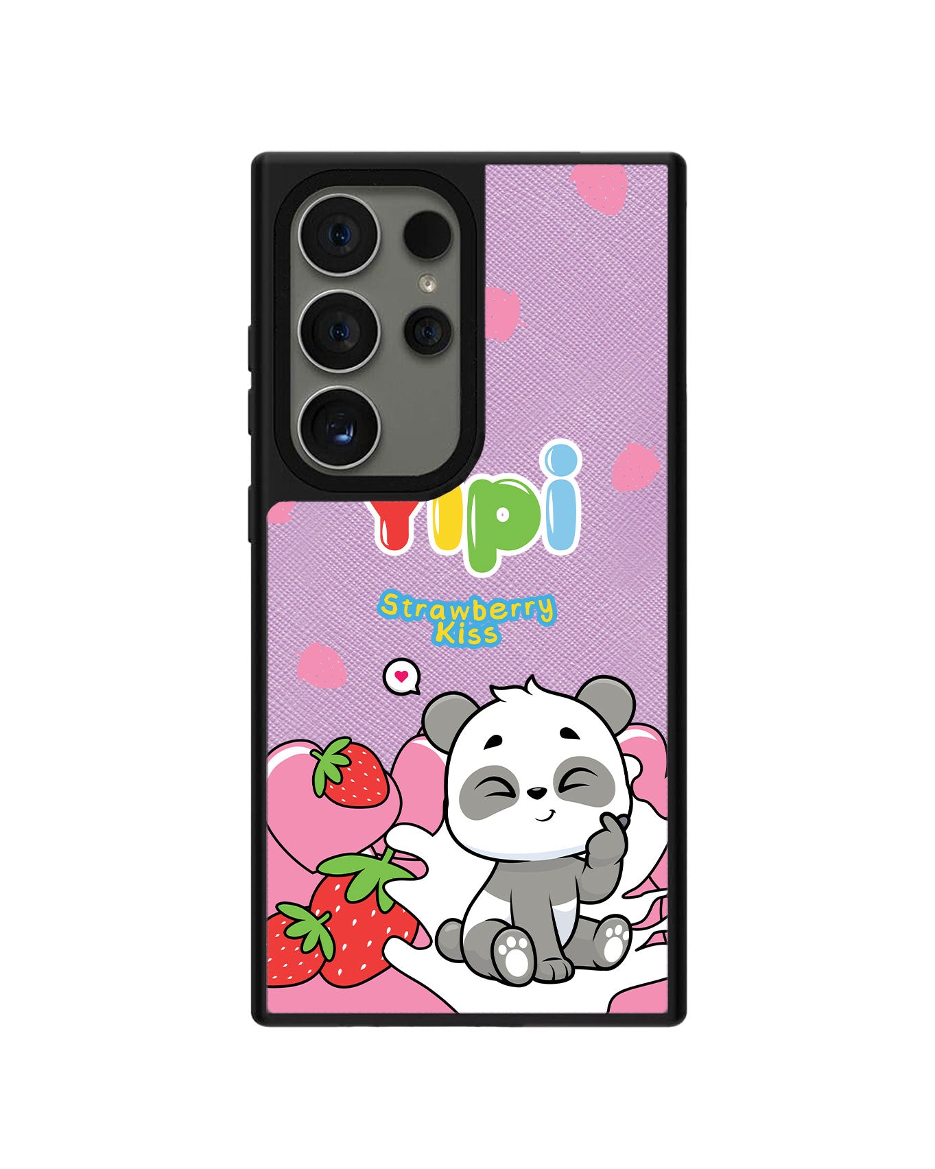 Android Leather Grip Case - Yipi Strawberry Kiss