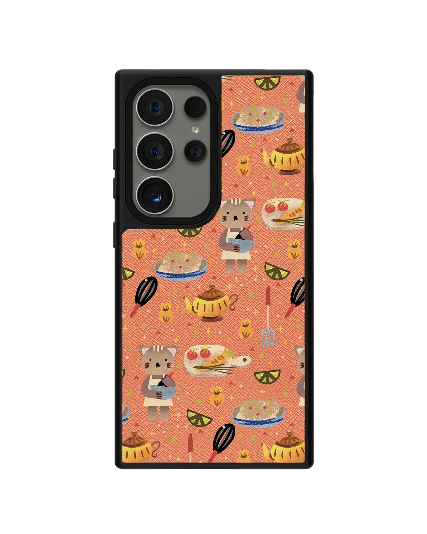 Android Leather Grip Case - Cooking Cat