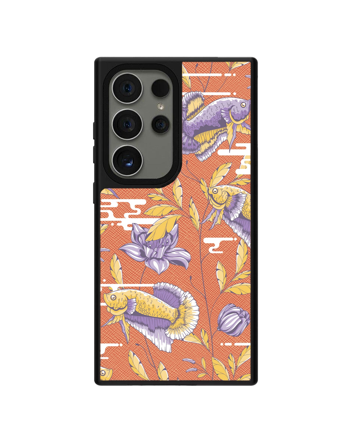 Android Leather Grip Case - Fish & Floral 5.0