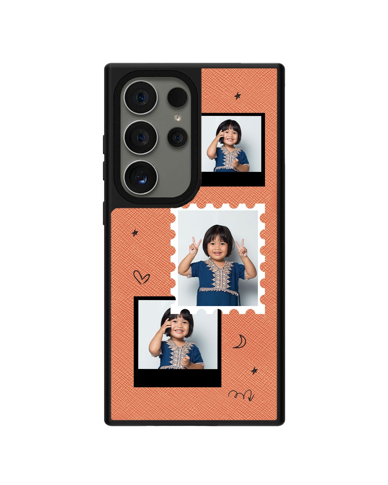 Android Leather Grip Case - Face Grid Black Polaroid