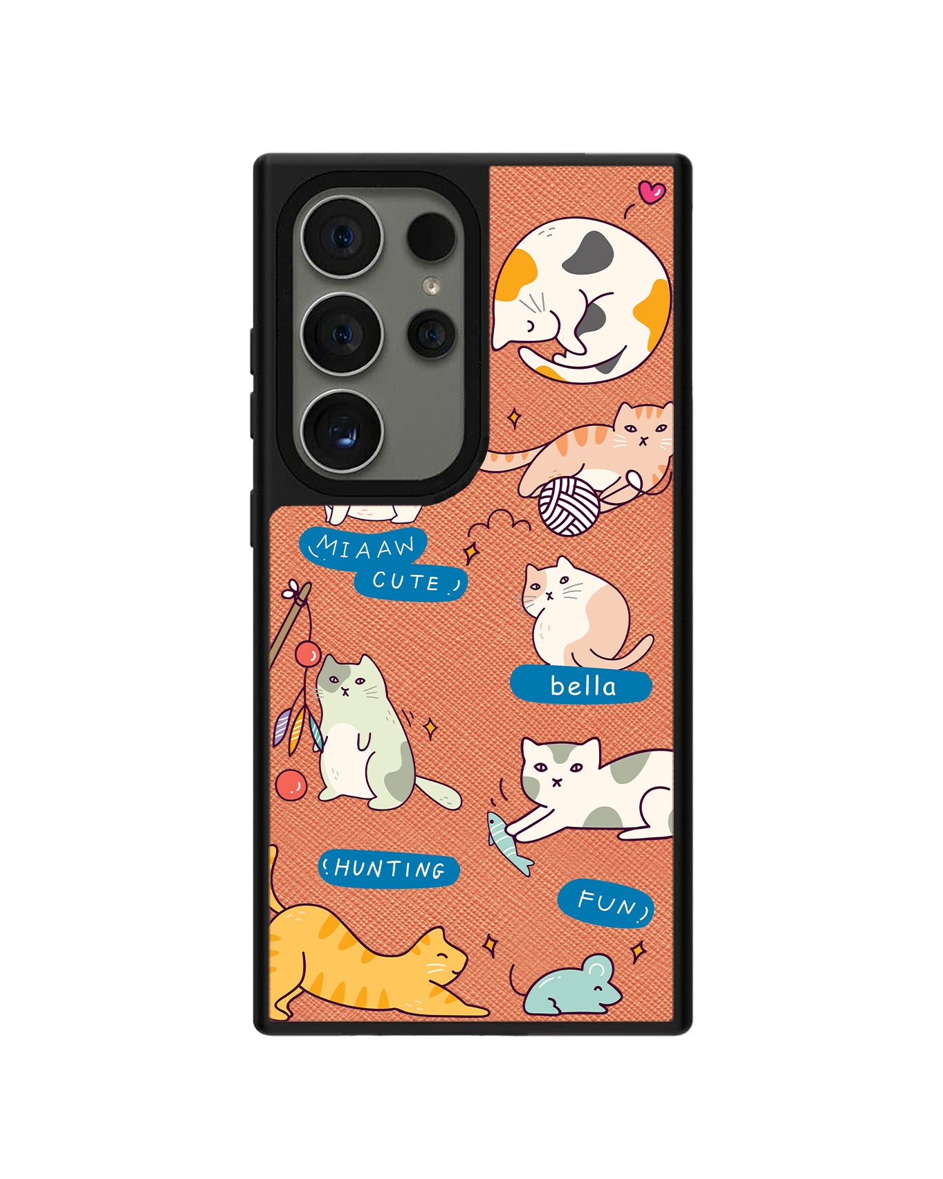 Android Leather Grip Case - Playful Cat 2.0