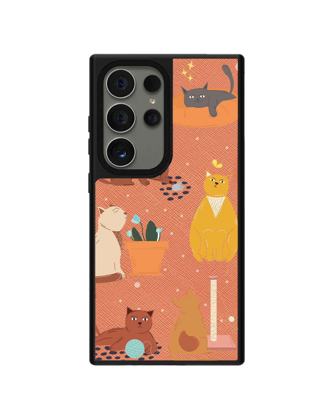 Android Leather Grip Case - Playful Cat